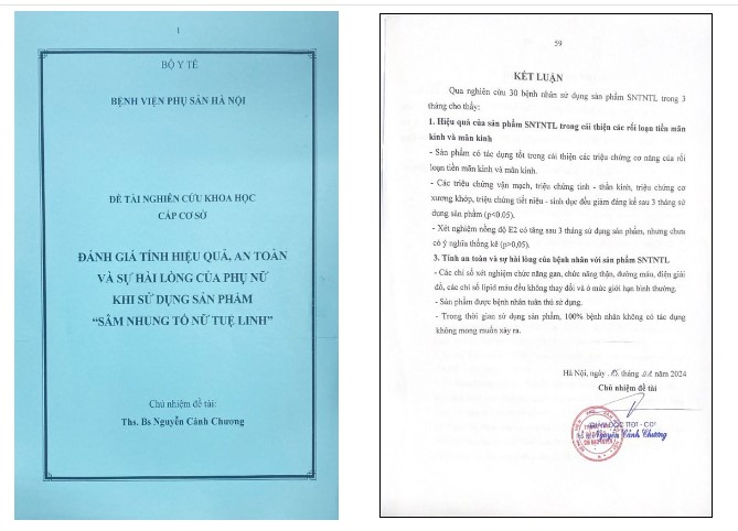 Kết quả lâm sàng Sâm nhung tố nữ Tuệ Linh